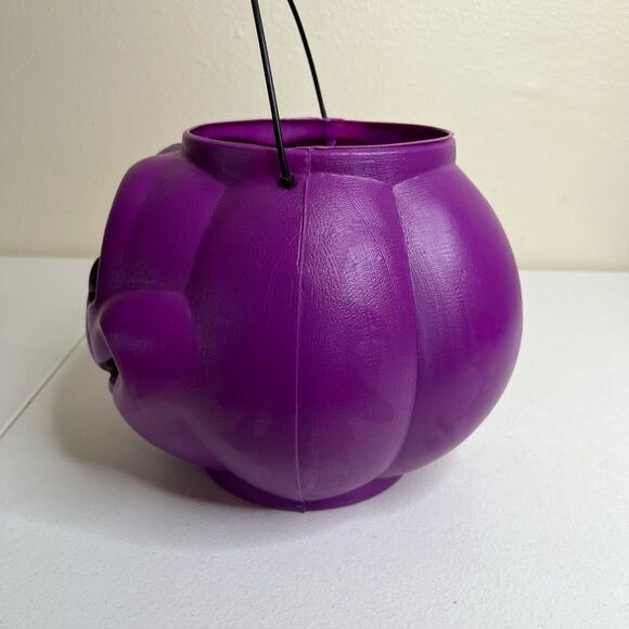 Vintage General Foam Plastics Blow Mold Purple Pumpkin Jack O Lantern Bucket - Picture 5 of 11